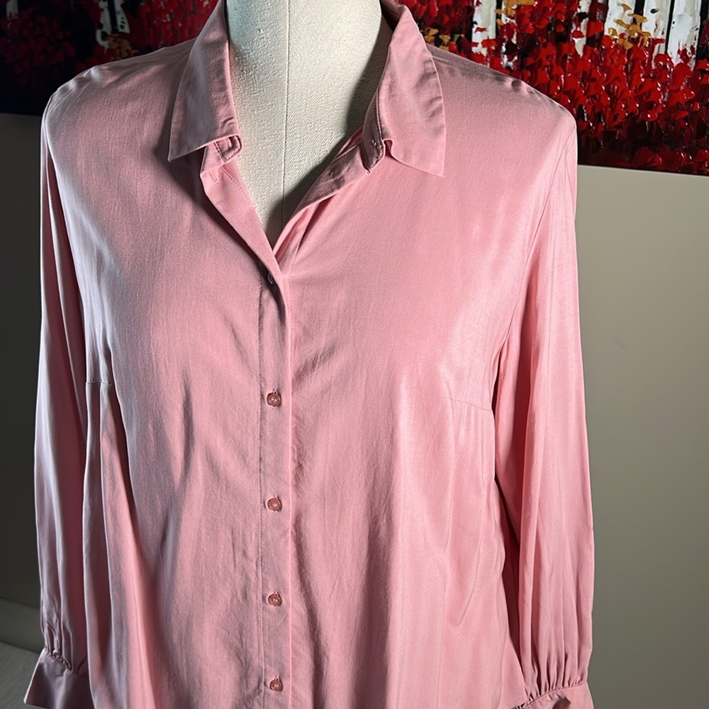 Divided H&M Pink Button Down Collared Flowing Blouse L